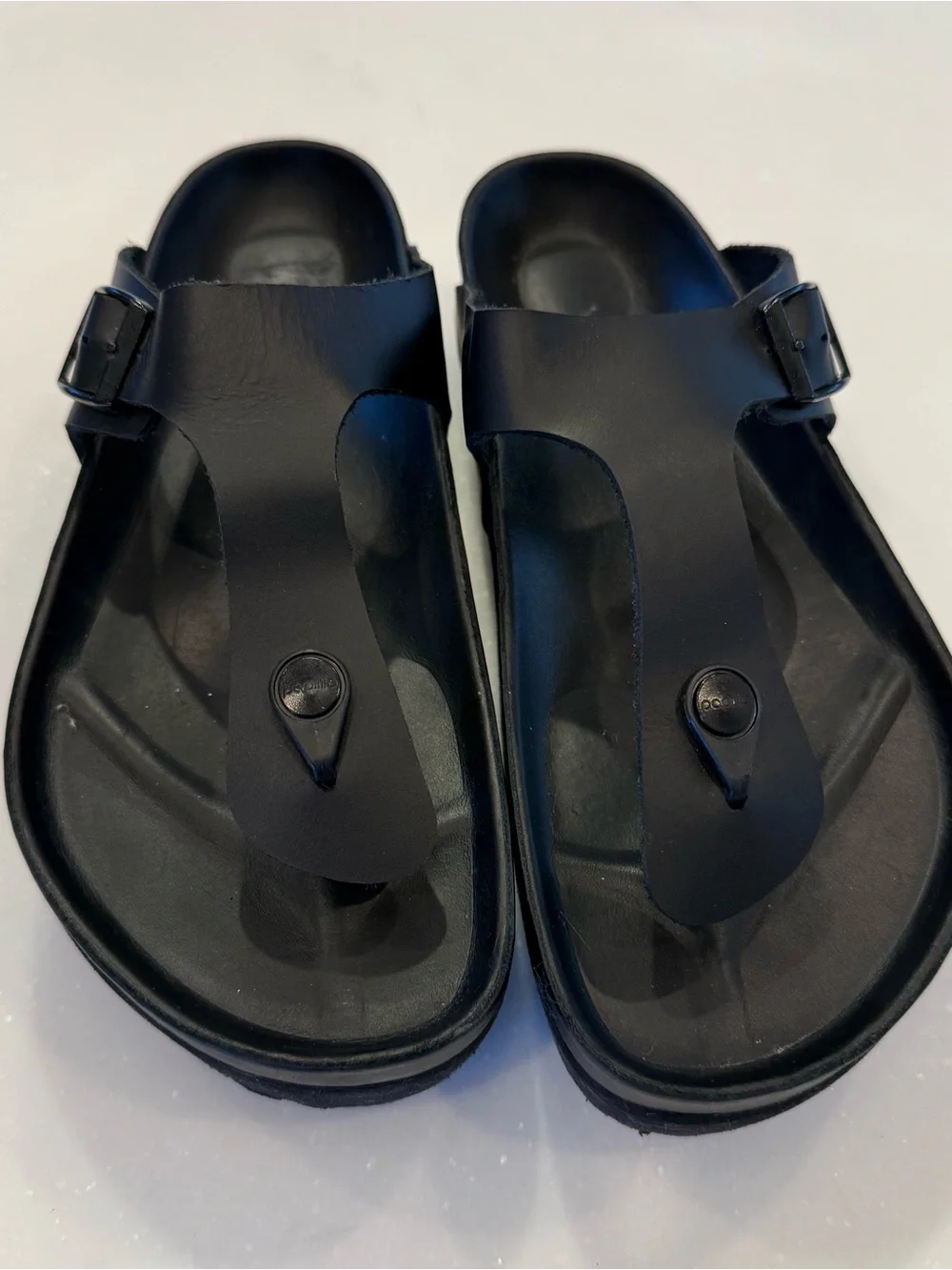 Birkenstock,papilio Gizeh Platform Sandals Exquisite Black Leather L-10 M-8 EU41